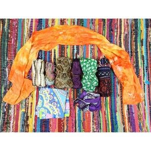 Lot Of 9 Scarfs VTG-Now Different Sizes, Silk, Wool, Poly, New And Used!